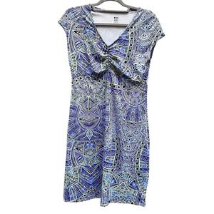 Title Nine Womens Small Dress Blue Geometric Print Activewear Athleisure